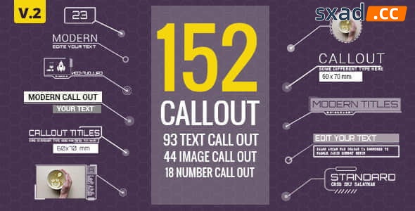 【AE模板】152种线条呼出文字图标标注介绍说明动画 152 Call-Out Titles