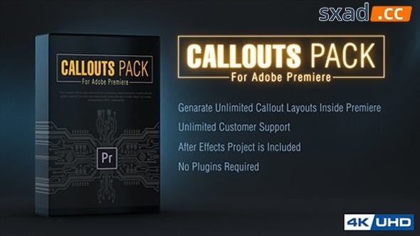 【PR预设+AE模板】13种呼出指示线条文字标题注释介绍动画 Callout Line Pack For Premiere