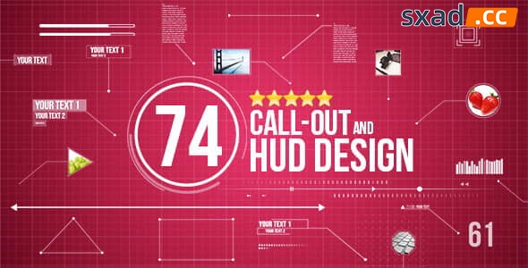 【AE模板】74种线条呼出解释标注动画包 74 Call-Out and Hud Design Pack