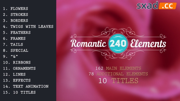【AE模板】浪漫婚礼文字标题动画元素 Romantic Elements & Titles