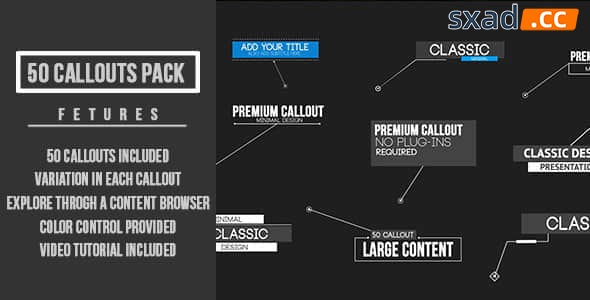 【AE模板】50种线条呼出文字标题介绍注释动画 Callout Pack