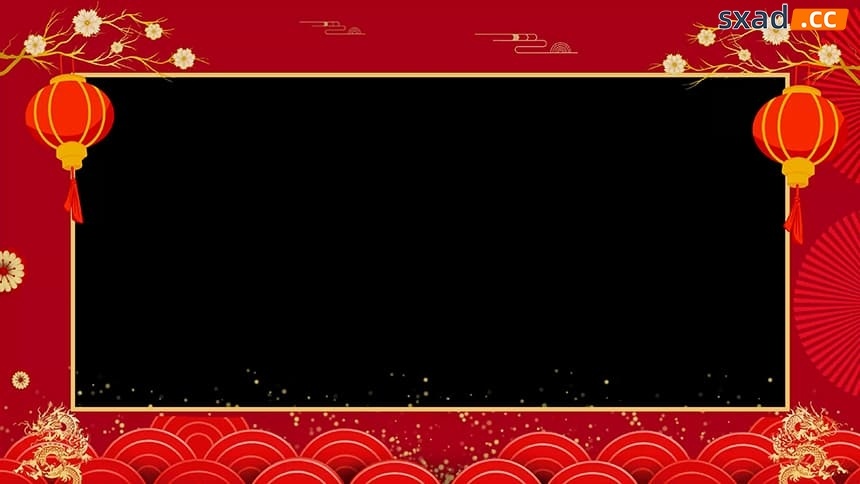 AE模版-2024龙年春节喜庆拜年边框视频后期素材